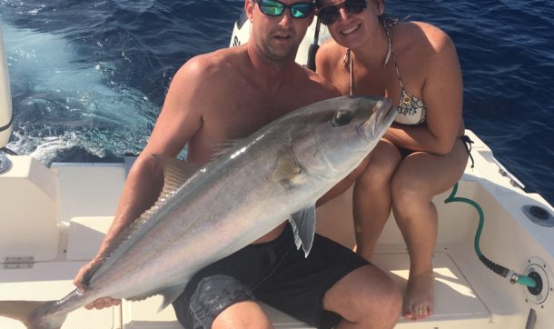 A nice Amberjack kept this couple working together to land it