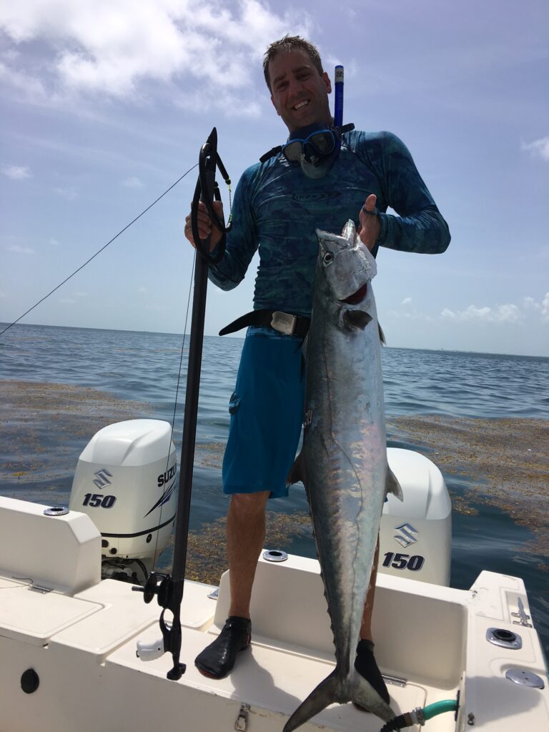 sideways per format, but this is a 34lb kingfish speared in late July from the reef